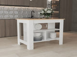 Island 35.4" H, with 3 Shelves, White / Light Pine B097P250891