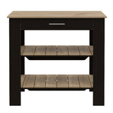 Cala Kitchen Island 40, Two Shelves, One Drawer, Four Legs -Black / Light Oak B20092028