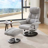 010-Ergonomic Recliner Chair with Ottoman, Modern 360&deg Swivel Lounge Chair with Footstool, Chenille W2636P262448