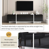 ON-TREND White & Black Contemporary Rectangle Design TV Stand, Unique Style TV Console Table for TVs WF300852AAB