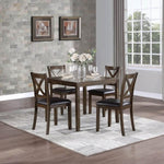 ZUN Transitional Style 5Pc Dinette Set Charcoal Brown Finish Dining Room Table and 4 Chairs Faux Leather B011P220219