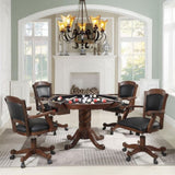 Black and Tobacco Upholstered Game Chair with Casters B062P145543