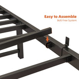 Twin Size Bed Frame with Storage Headboard, Metal Platform Bed with Charging Station, Bookcase W840P294072