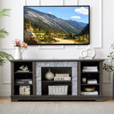 ZUN Mantel Stone TV Media Stand with with Faux Stacked Stone Surround, Modern Entertainment Console with W1758P187683