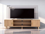 59.05 Inch Low Profile TV Stand - Light Brown Laminate Particle Board Media Console with Double 81964565