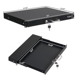 19" 1U Steel Plate DJ Drawer Equipment Cabinet with Keys Black 49699563
