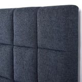 Queen Size Navy Blue Denim Squares Upholstered Platform Bed B108P160248