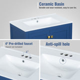 ZUN 30" Blue Bathroom Vanity Single Sink, Combo Cabinet Undermount Sink, Bathroom Storage Cabinet WF324043AAC