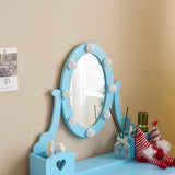 Kids Vanity Set with Mirror and Lights and Stool, 5 Storage Drawers, Pretend Play Princess Makeup 36837237