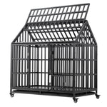 ZUN Heavy Duty Dog Cage pet Crate with Roof & window on roof 84941990