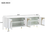 ZUN Contemporary TV Stand with Adjustable Shelves for TVs Up to 78'', Stylish Media Console with Gold 42216747