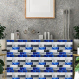 48 Pcs Blue Gray Marble Effect PVC Self-Adhesive Kitchen Backsplash Tiles In Marble Water Resistant 96621934