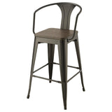 ZUN Dark Elm and Matte Black Bar Height Stool B062P153516