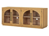 TREXM 4-Door Large Storage Sideboard Buffet Cabinet with Glass Doors, Arched Cabinet with Adjustable N715P290642E