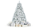 6 FT Snow Flocked Artificial Christmas Tree with 600 Branch Tips, Hinged PVC Xmas Tree Foldable 87635381