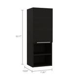 Mila Bathroom Cabinet, Two Interior Shelves, Two External Shelves, Single Door Cabinet -Black B20091953