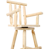 Rustic Bar Stool - Fir Wood Construction, Chair with Footrest,Wide Armrest, Rustic Kitchen Stool, W465P221175