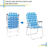 ZUN 2pcs Steel Tube PP Webbing Bearing 120kg Folding Beach Chair Blue& White Strip 18794766