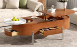 U-Can 47.2''Lift Top Coffee Table with 360-degree Marble-patterned rotating tray,Hidden Compartment, N724P228920D