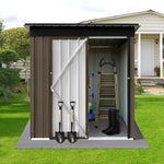 ZUN Metal garden sheds 5ft×4ft outdoor storage sheds Brown + Black W1350113462