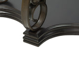 Sofa Table, Glass table top, MDF W/marble paper middle shelf, powder coat finish metal legs. W48720762