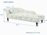 Aijia 60.6" Velvet Chaise Lounge Buttons Tufted Nailhead Trimmed Solid Wood Legs with 1 Pillow,White W111740823