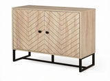 31.5" Modern Buffet Cabinet, Adjustable Shelf, Steel Base, 2 Chevron Doors Sideboard 49051062