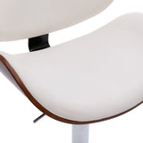 ZUN HengMing Bentwood Adjustable Bar Stools , Upholstered Swivel Barstool, white PU Leather Barstools W21241142