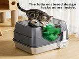 Galaxy stainless steel beige cat litter box, sturdy and durable, easy clean, odorless, non stick 42312819