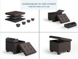 Ottoman with Storage Bench, 15-inch Foot Stool Storage Ottoman, Leather, Brown 04476156