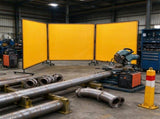 6x6 ft 3-Panel Welding Screen, Flame-Resistant Vinyl Welding Curtain with Frame & 12 Swivel Wheels 15584735