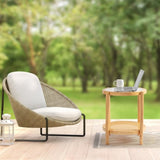 19.7in Rattan Coffee with Glass Top, Small Round End, Boho Style Side Sofa End 07678720