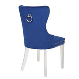 Erica 2 Piece Stainless Steel Legs Chair Finish with Velvet Fabric in Blue 808857648174