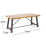 Outdoor Acacia Wood Metal Base Dining Table, Teak 57239.00