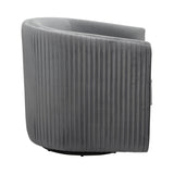 ZUN Classic Living Room Furniture 1pc Swivel Accent Chair Gray Velvet Upholstery Pleated Detail Solid B011P182501