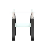 1-Piece Modern Tempered Glass Tea Table Coffee Table End Table, Square Table for Living Room, W241104199