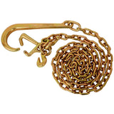 Grade 70 5/16 Inch x 10 Feets Transport Tow Chain J Hook Long Shank w/R T J Grab Hook Yellow Zinc W465133708