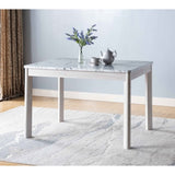 ZUN Glossy Marble Tabletop, Modern Faux Marble White Dining Table- Faux Marble White & White Oak B107130916