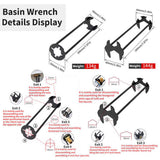 6-Piece Sink Wrench Set, 8-in-1 Sink & Bathroom Faucet Wrench, Adjustable Wrench with Wide Jaw & 85902824