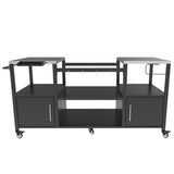 Outdoor Grill Table for Big Green Egg Style BBQ, Metal Grill Cart with Storage Box, Compatible with 42409360