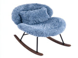 25.59"W x 33.66"D x 29.53"H Indoor Plush Rocking Chair, Soft Fluffy Lounge Rocker with White Metal 84939872