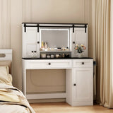 Farmhouse Dressing Table Makeup Table, 43" Wide Dressing Table with Lighted Mirror and Makeup W1321P190642