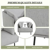 39" Vintage Grey Lounge Chair with Polyester Upholstery, Solid Wood Frame and Steel Legs, N767P208310G