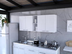 ZUN Portofino 150 Wall Cabinet, Double Door, Two External Shelves, Two Interior Shelves -White B20091979