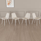 ZUN A set of 4 dining chairs, modern kitchen dining chair, linen padded chairs, and sturdy white metal 09502477