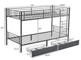 Twin Over Twin Convertible Bunk Bed with 2 Storage Drawers, Metal Bunk Bed Can 03534327