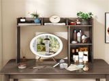 Oak Desktop Bookshelf for 27''/68.58cm Monitor, 93.9825.4073.66cm Engineered Wood Desk Hutch with 33957897