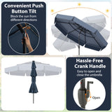 10 foot navy terrace umbrella with solar powered LED lights and multi-layered ventilated roof 25484929