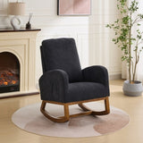 ZUN 27.2"W Rocking Chair for Nursery, Polyester Glider Chair with High Back and Side Pocket, Rocking W1852P171376