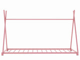Metal Twin Size House Platform Bed with Triangle Structure, Pink WF307193AAH
